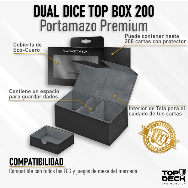 Portamazo Premium Dual Dice Top Box 200 - Negro