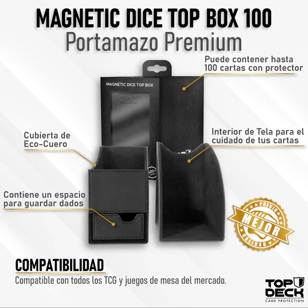 Portamazo Premium Magnetic Dice Top Box 100 - Negro